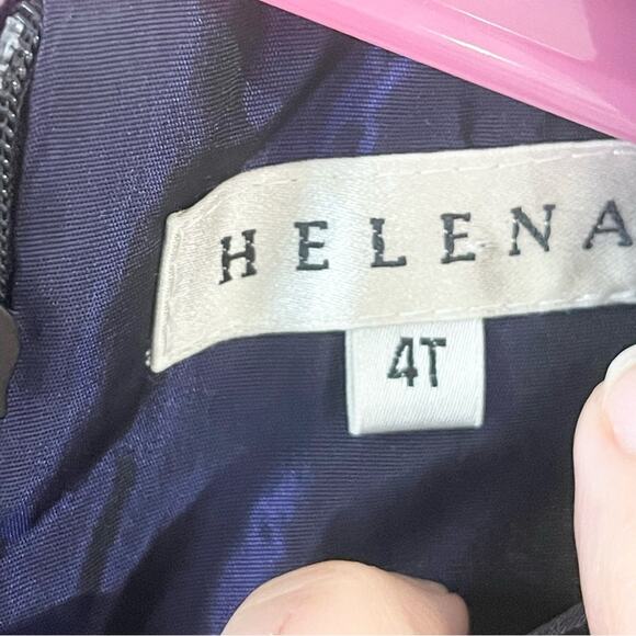 Helena Elegant Purple Velvet and Taffeta Kids Holiday Dress Girls size 4T - Picture 7 of 9